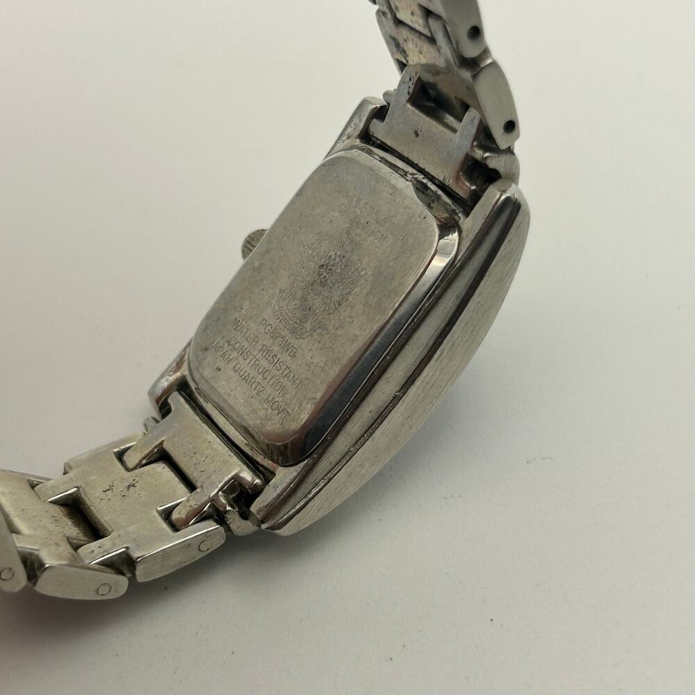 Paolo Gucci Silver-tone Rectangular Case St. Steel Women’s Watch New Battery - Picture 6 of 8